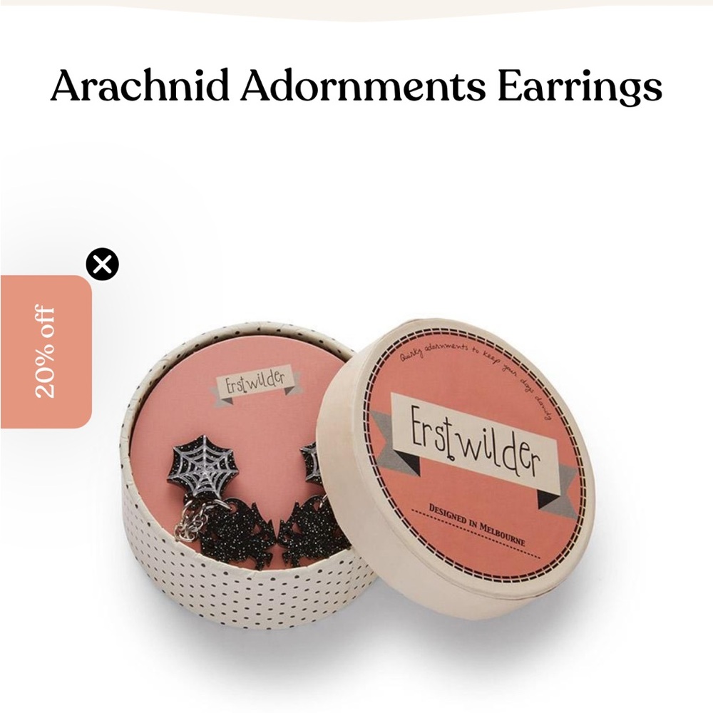 Erstwilder (Austrian Designer) Arachnid (Spider) Adornment Earrings